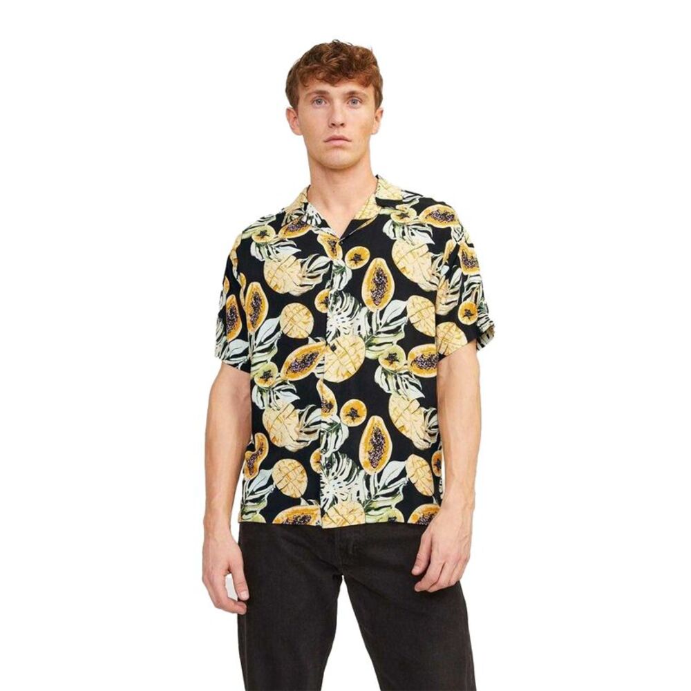Jack And Jones Mens Tampa Papaya Regular Short-Sleeved Shirt / Black